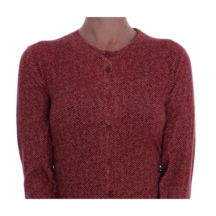 Red Wool Top Cardigan Sweater