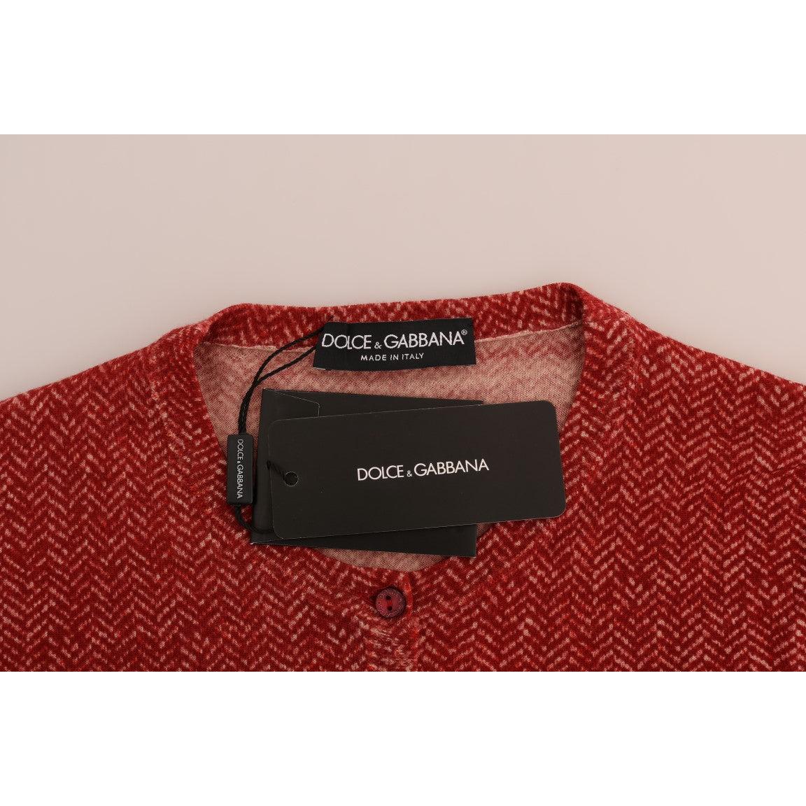 Red Wool Top Cardigan Sweater