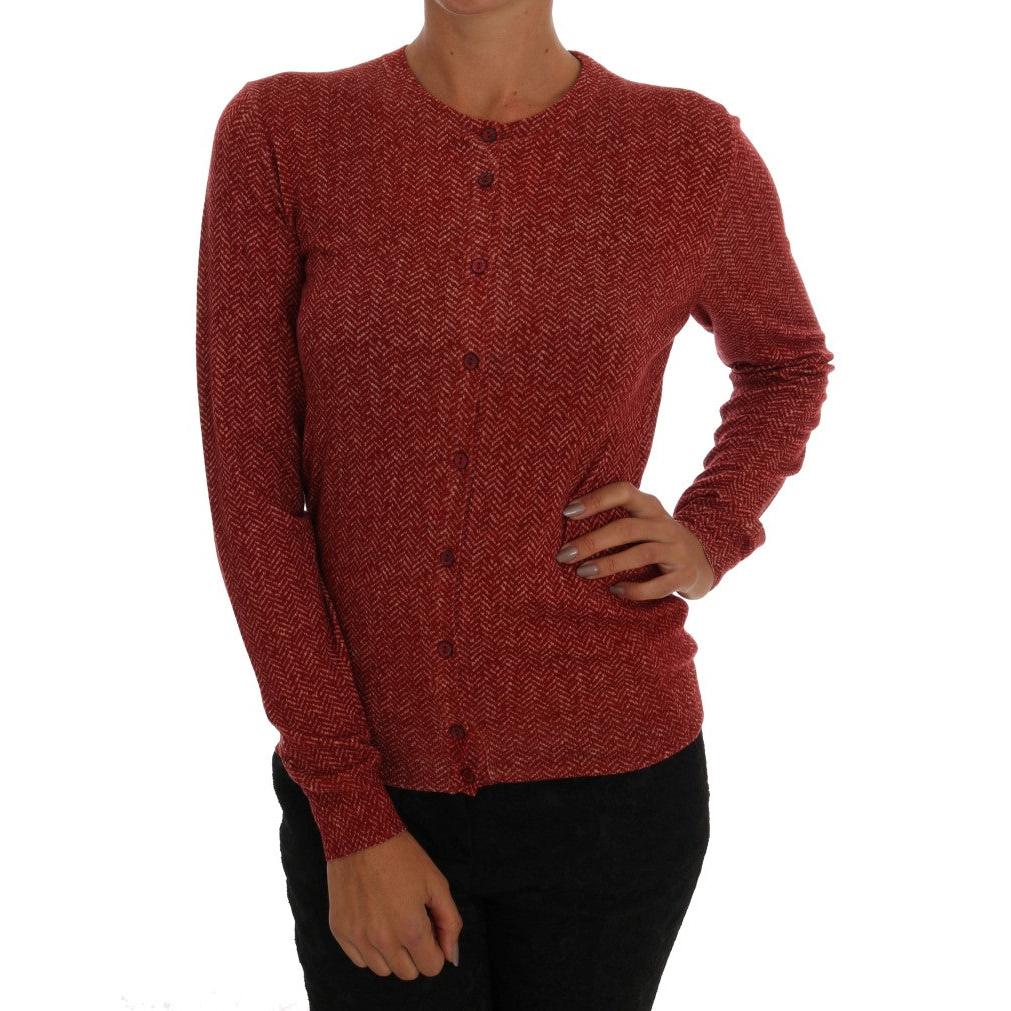 Red Wool Top Cardigan Sweater