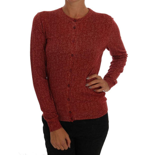 Red Wool Top Cardigan Sweater