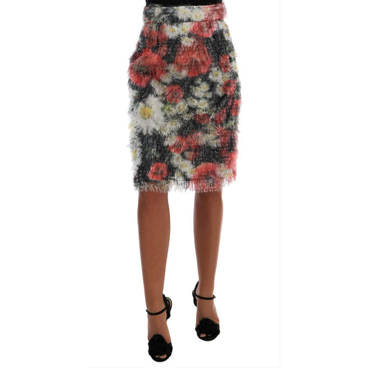 Floral Patterned Pencil Straight Skirt