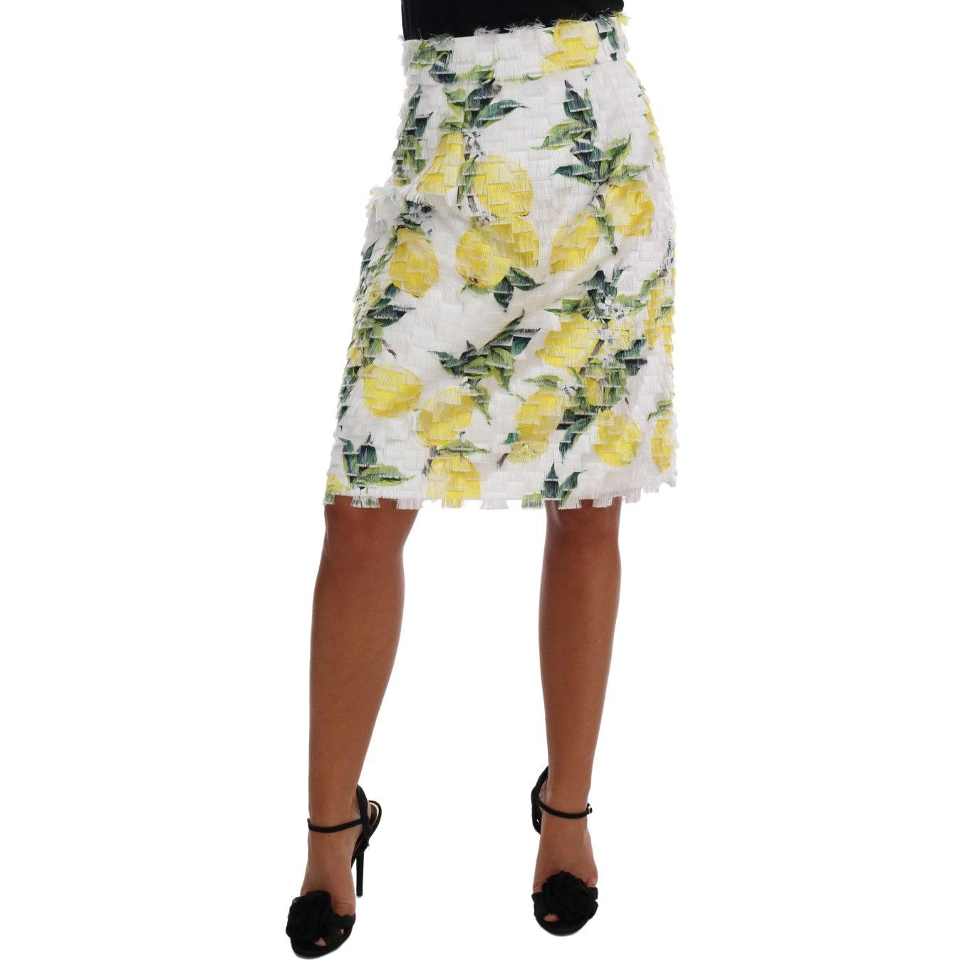 Lemon Print Fringe Pencil Skirt