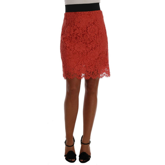 Orange Macramé Lace Pencil Skirt