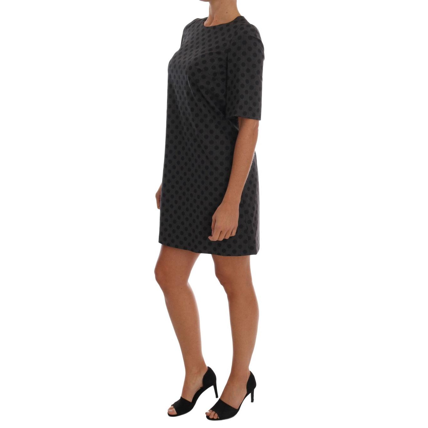Gray Polka Dotted Wool Stretch Dress