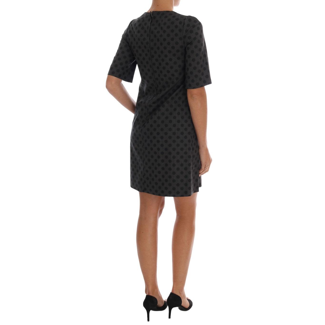 Gray Polka Dotted Wool Stretch Dress