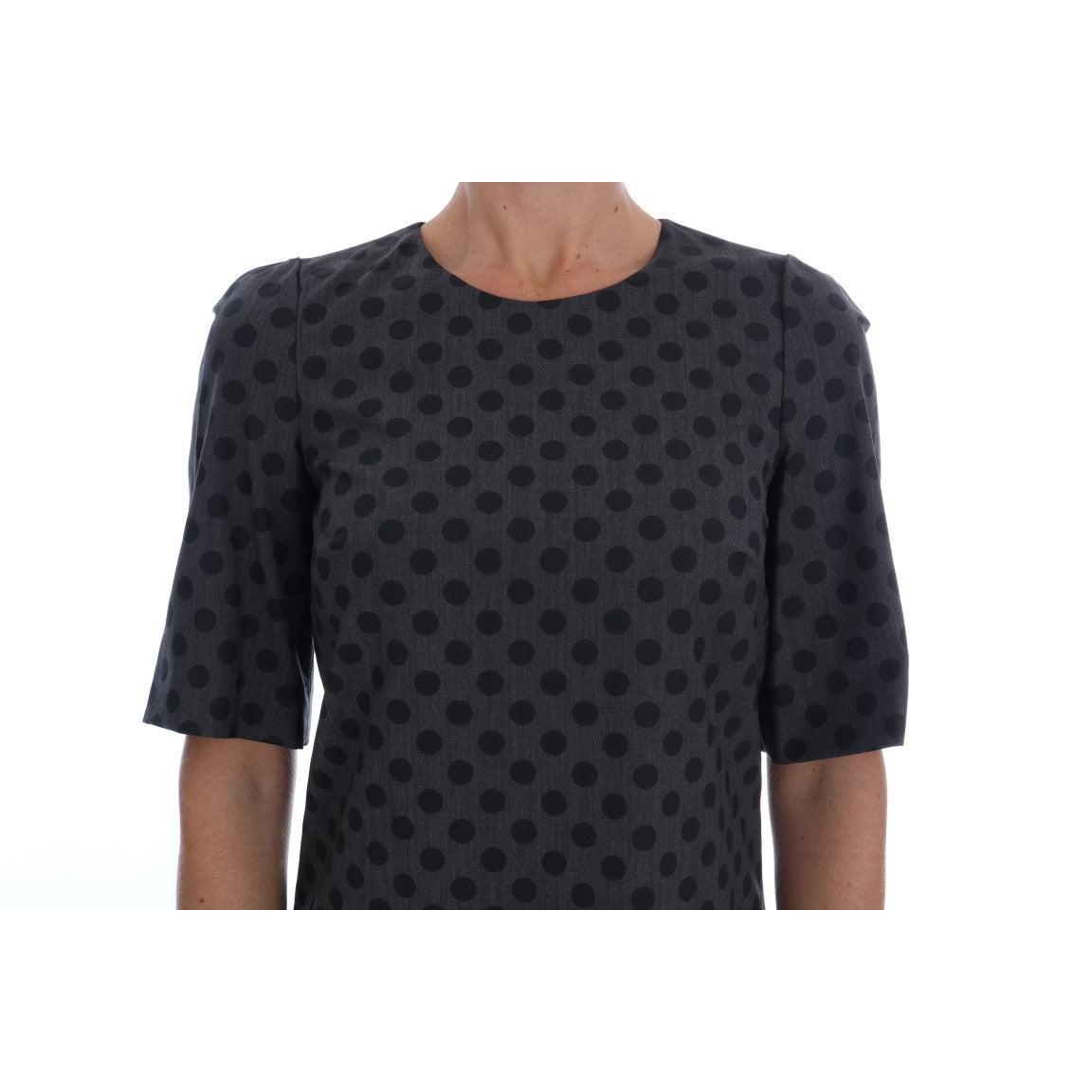 Gray Polka Dotted Wool Stretch Dress