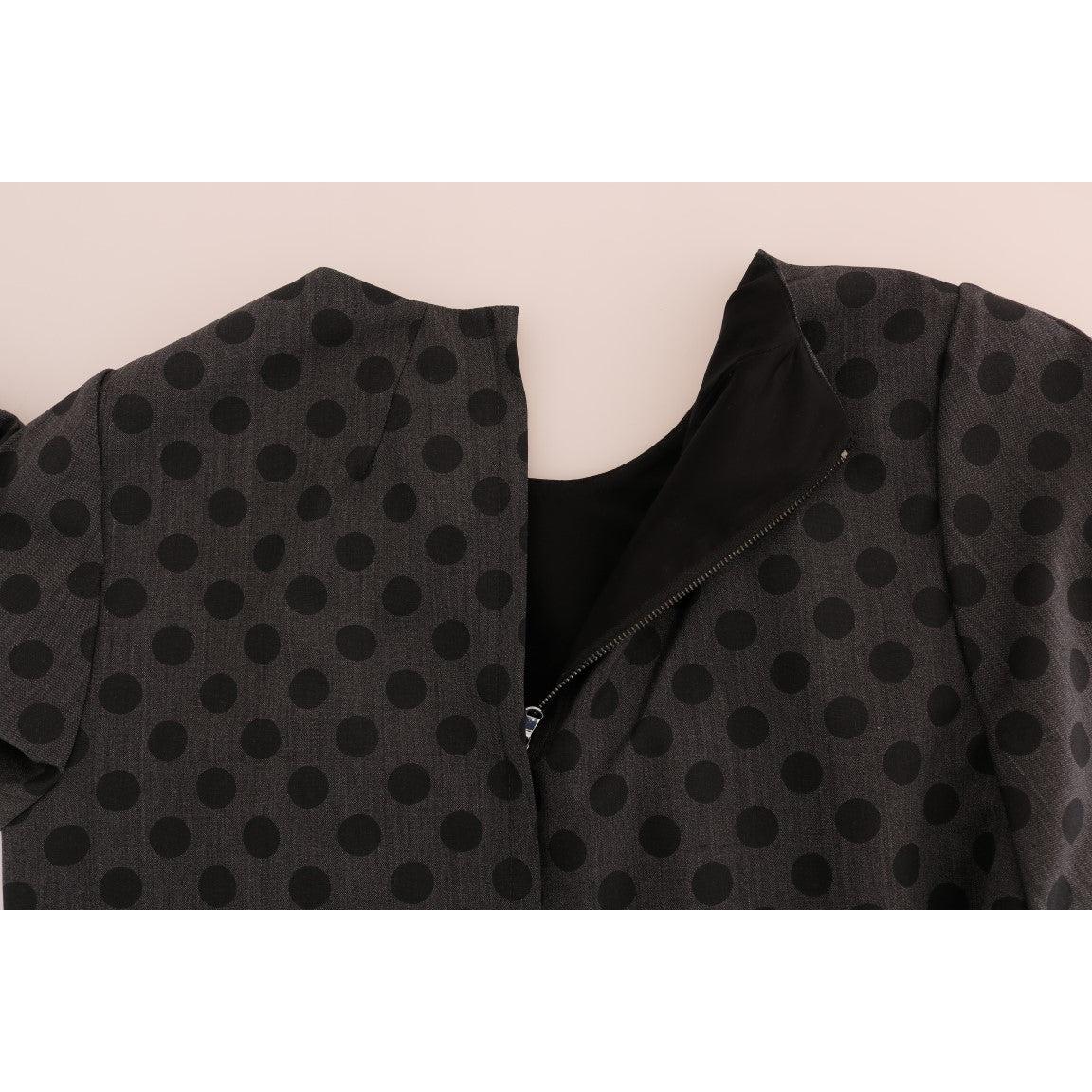 Gray Polka Dotted Wool Stretch Dress