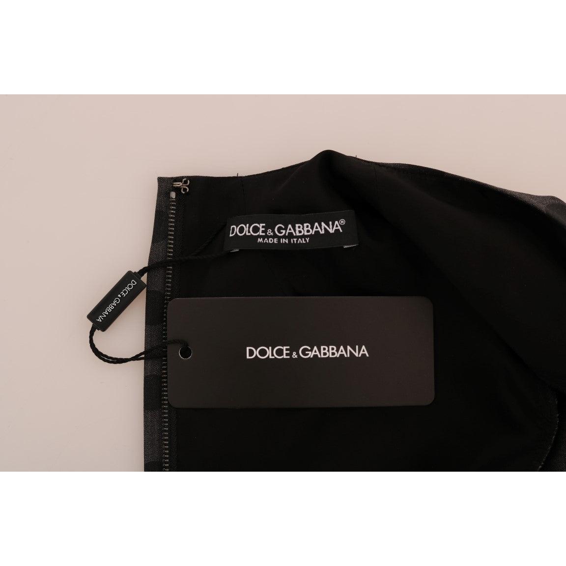 Gray Polka Dotted Wool Stretch Dress