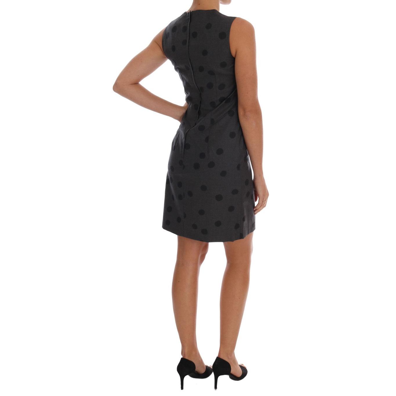 Gray Polka Dotted Sheath Wool Dress