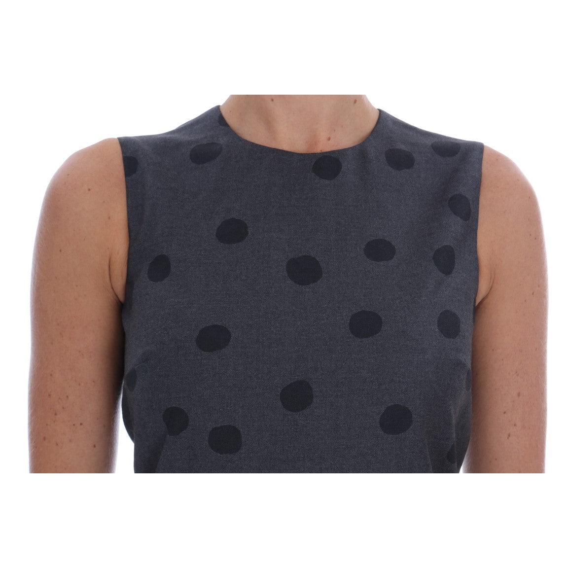 Gray Polka Dotted Sheath Wool Dress