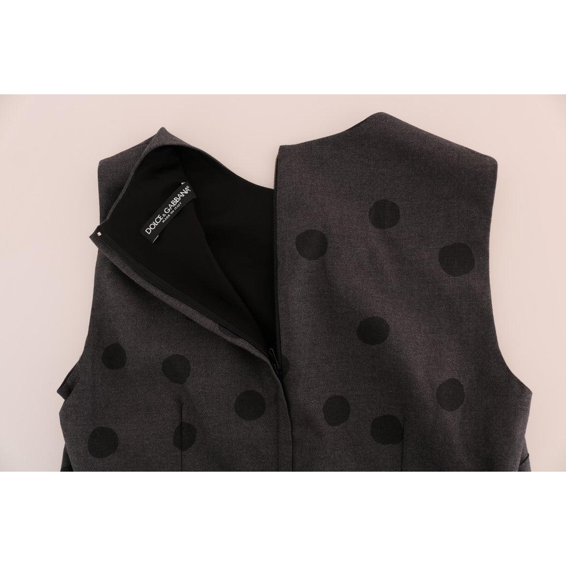 Gray Polka Dotted Sheath Wool Dress