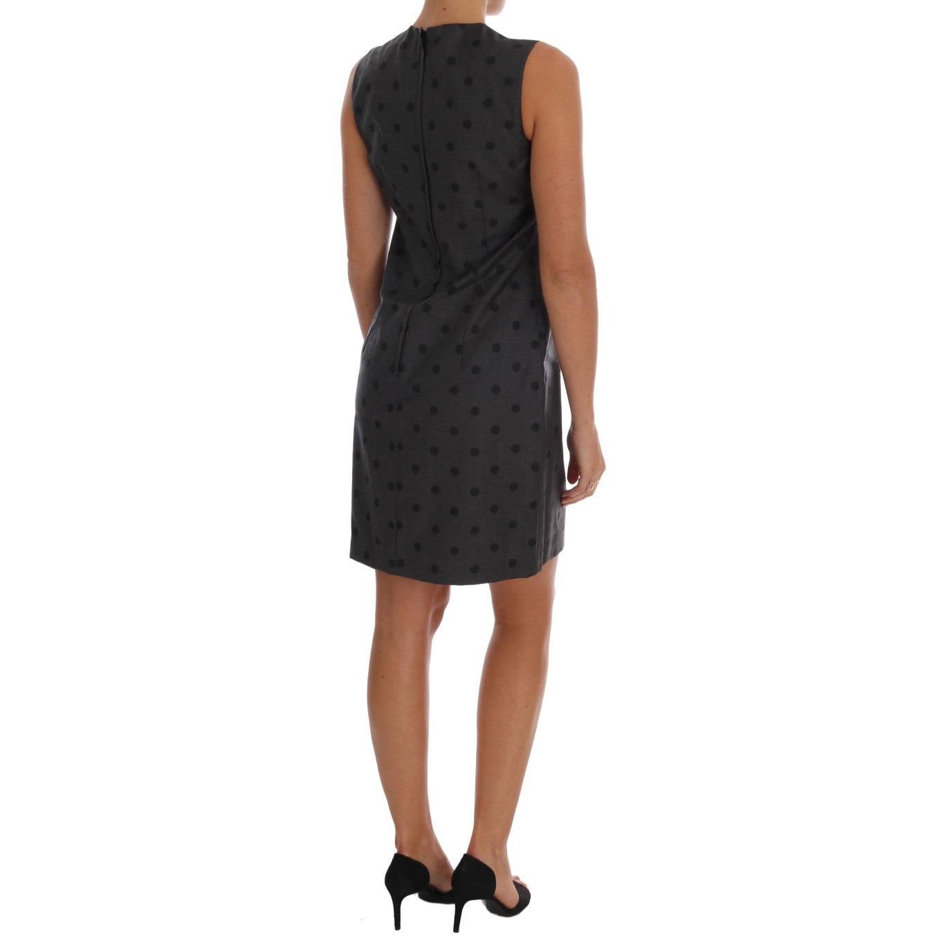 Gray Polka Dotted Sheath Wool Dress