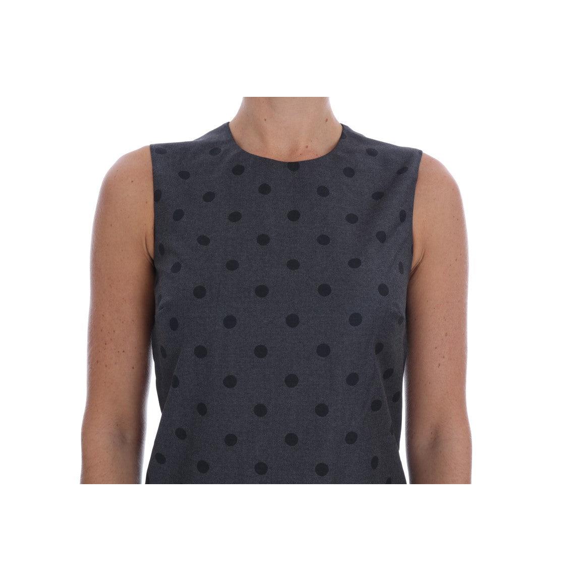 Gray Polka Dotted Sheath Wool Dress