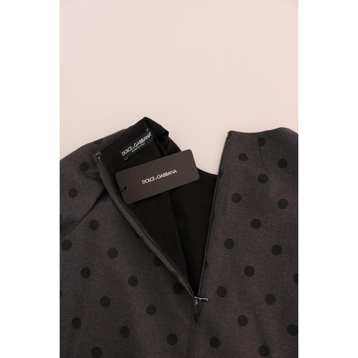 Gray Polka Dotted Sheath Wool Dress