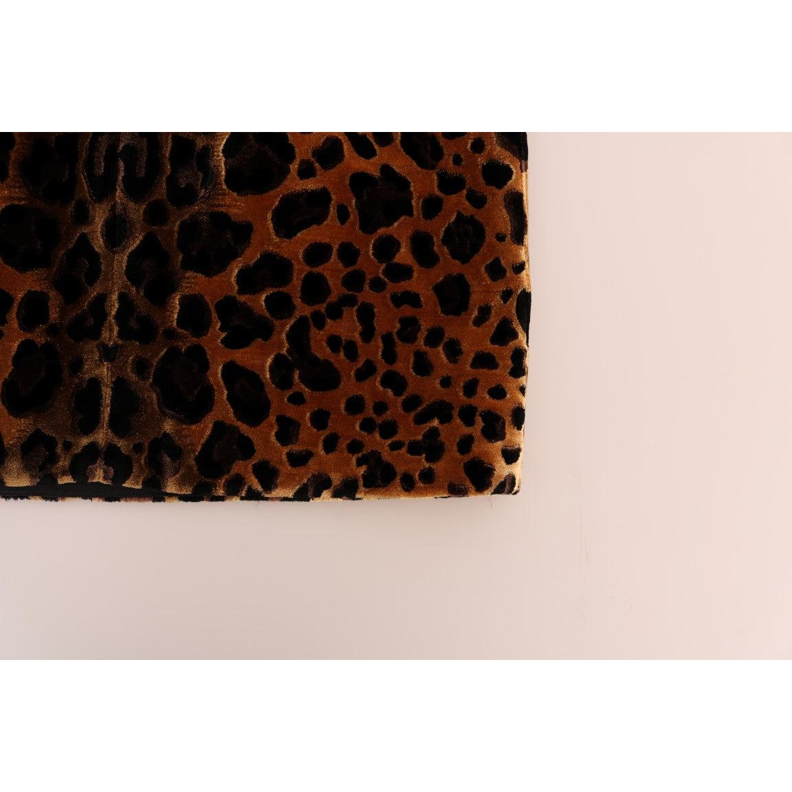 Brown Leopard Print Silk Sheath Dress