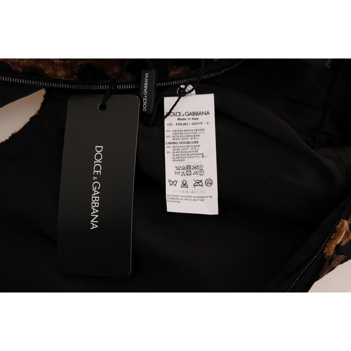 Brown Leopard Print Silk Sheath Dress