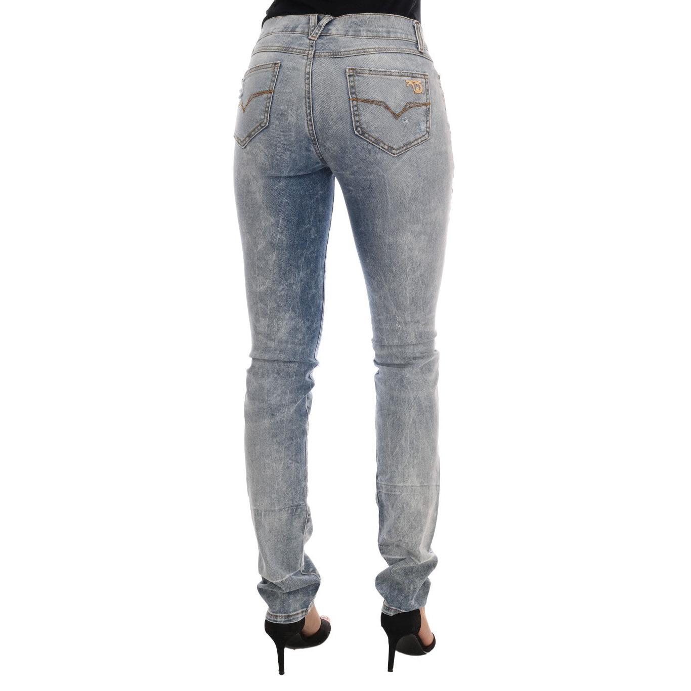 Blue Wash Torn Stretch Slim Fit Jeans
