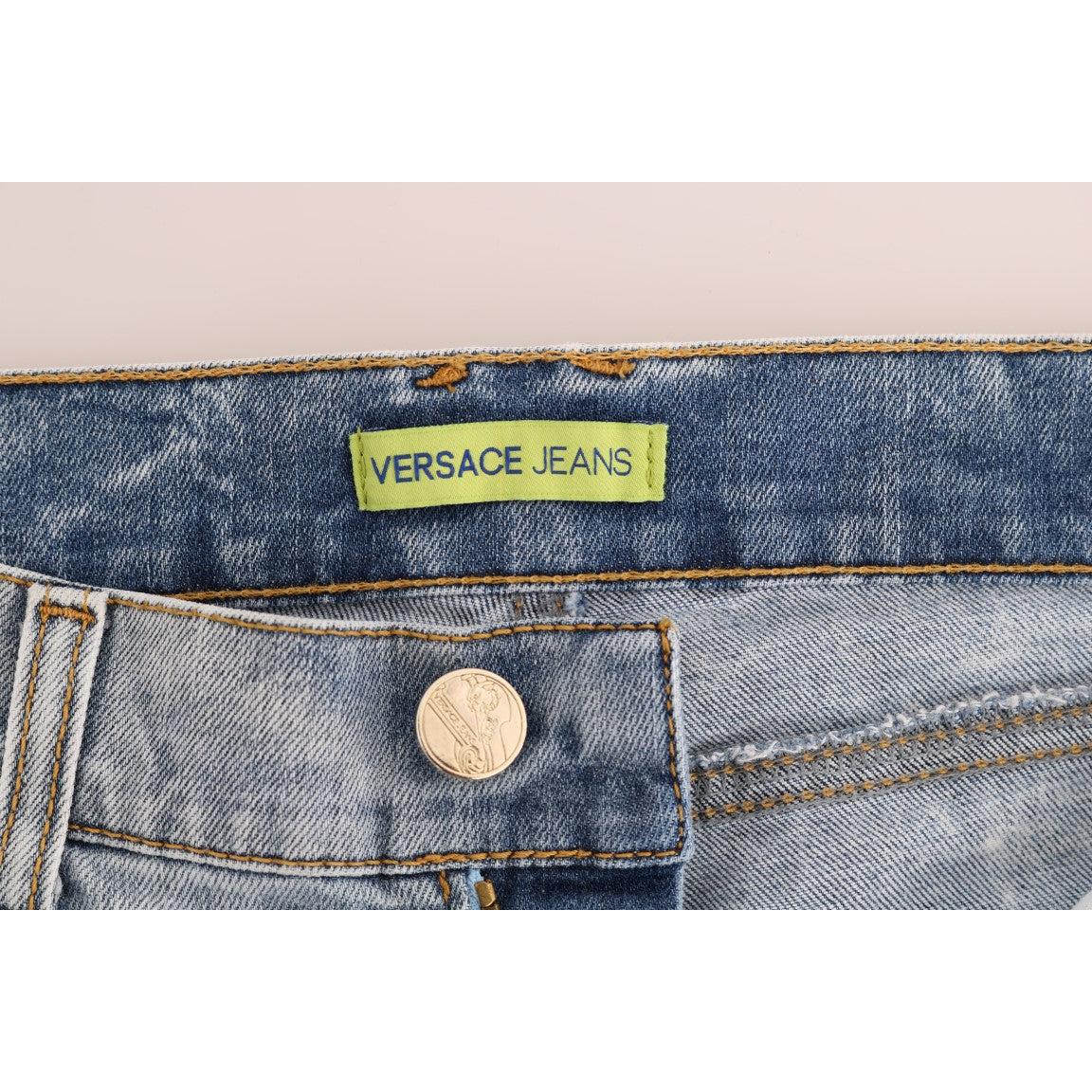 Blue Wash Torn Stretch Slim Fit Jeans