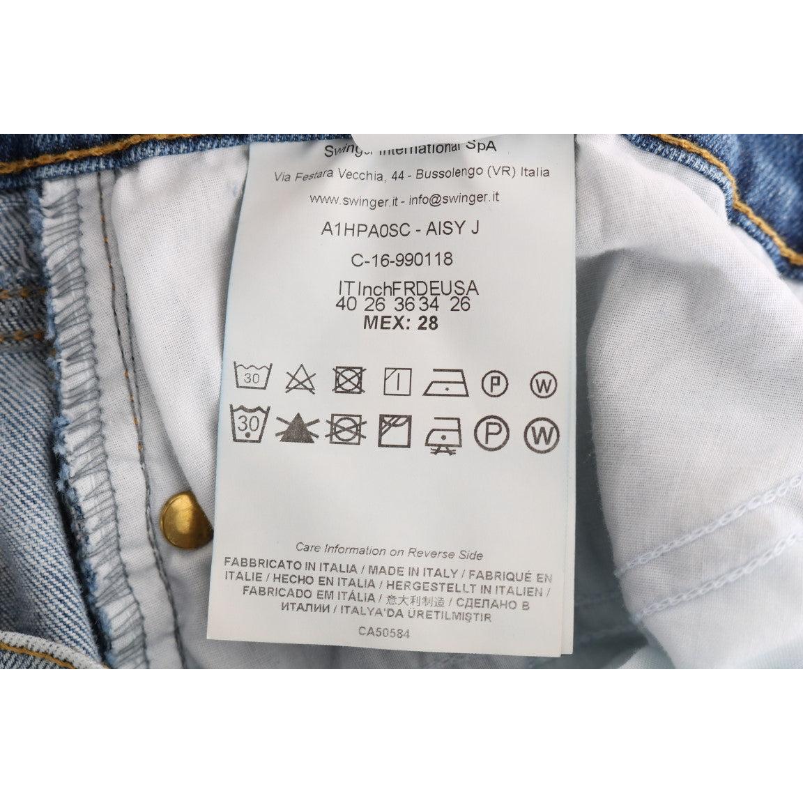 Blue Wash Torn Stretch Slim Fit Jeans