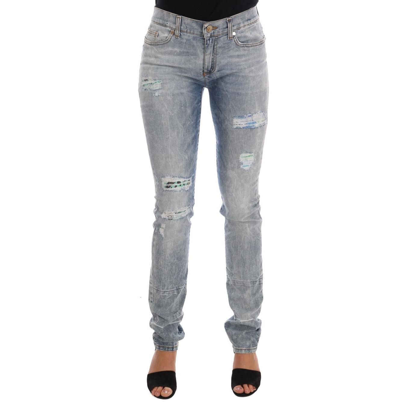 Blue Wash Torn Stretch Slim Fit Jeans