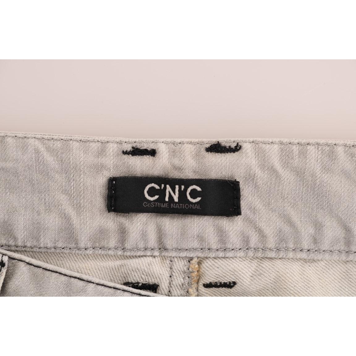 Gray Wash Cotton Slim Jeans