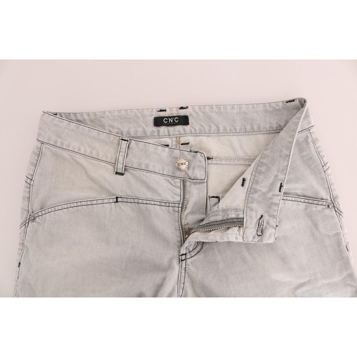 Gray Wash Cotton Slim Jeans