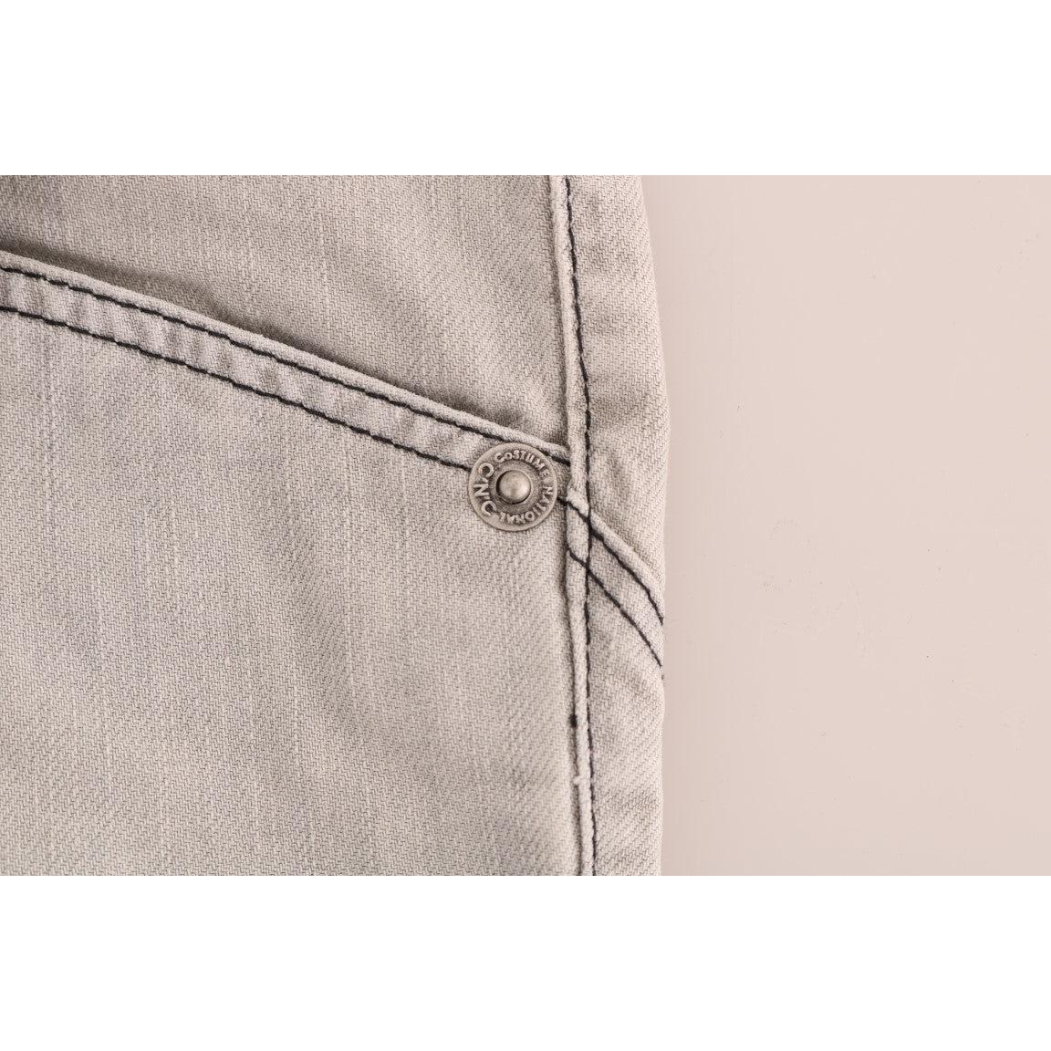 Gray Wash Cotton Slim Jeans