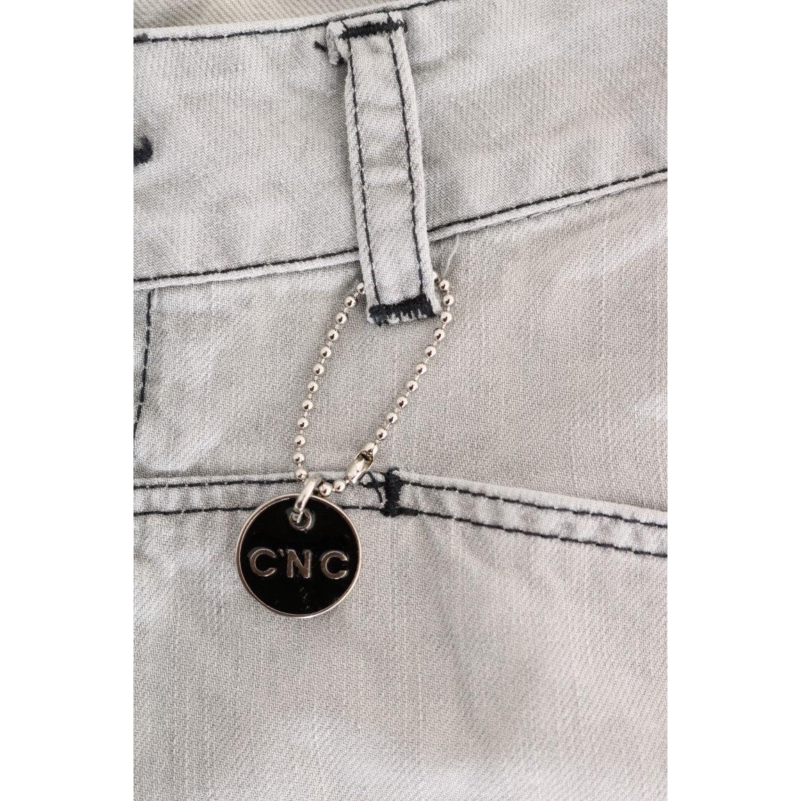 Gray Wash Cotton Slim Jeans