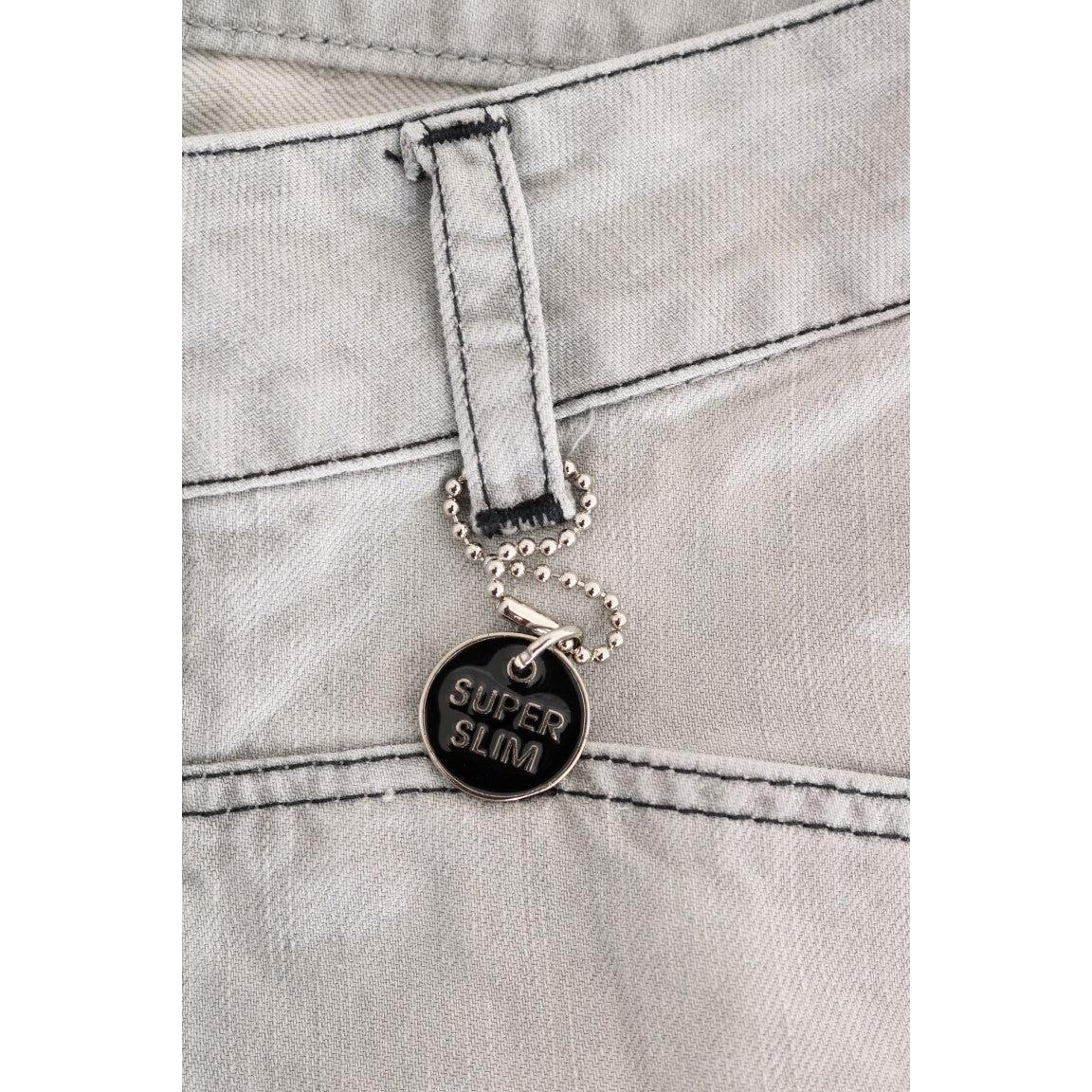 Gray Wash Cotton Slim Jeans