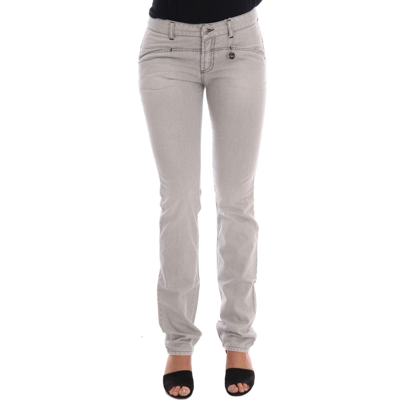 Gray Wash Cotton Slim Jeans