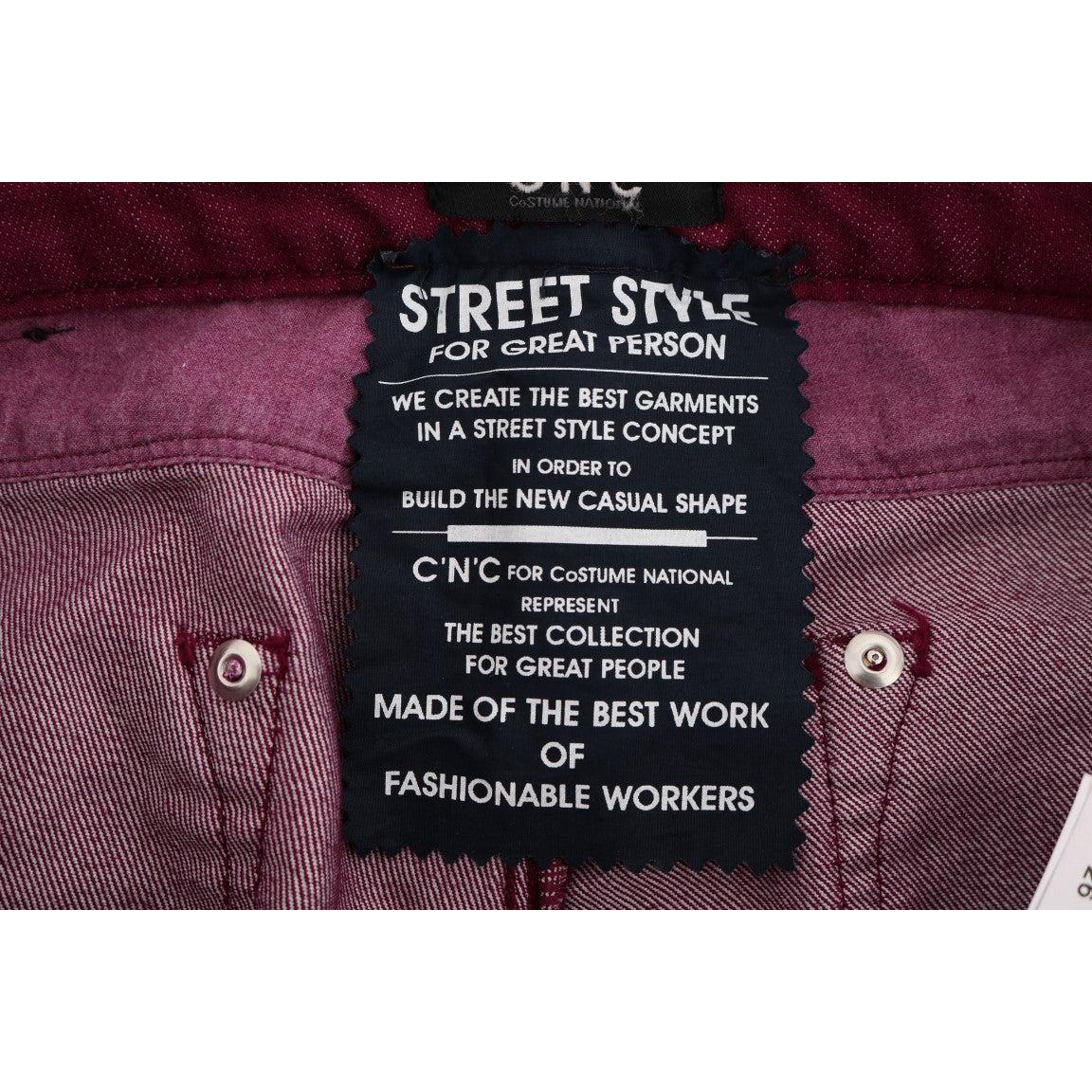 Red Wash Cotton Stretch Denim Jeans