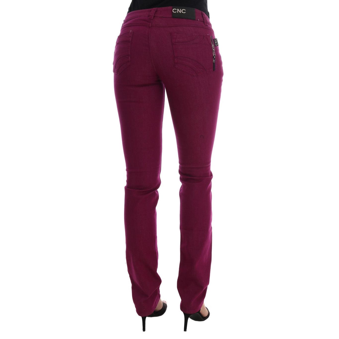 Purple Cotton Stretch Slim Denim Jeans