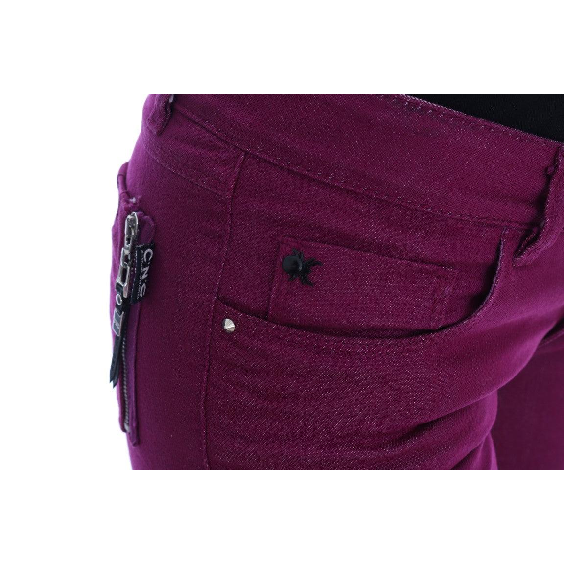 Purple Cotton Stretch Slim Denim Jeans