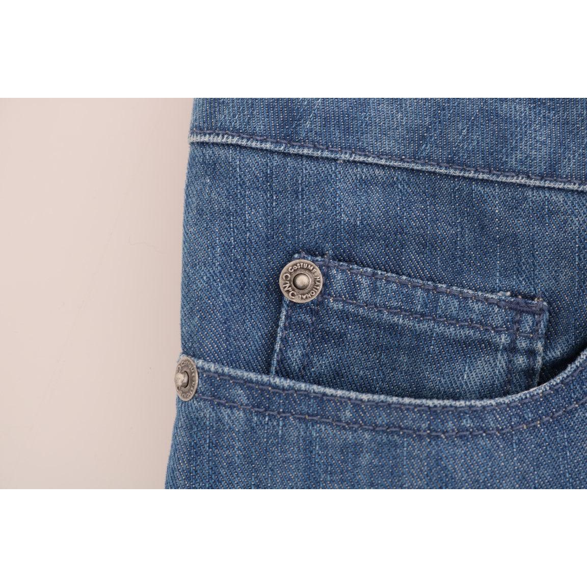 Blue Wash Cotton Boyfriend Fit Jeans