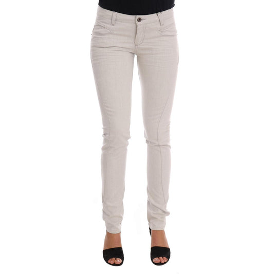 White Cotton Stretch Slim Jeans