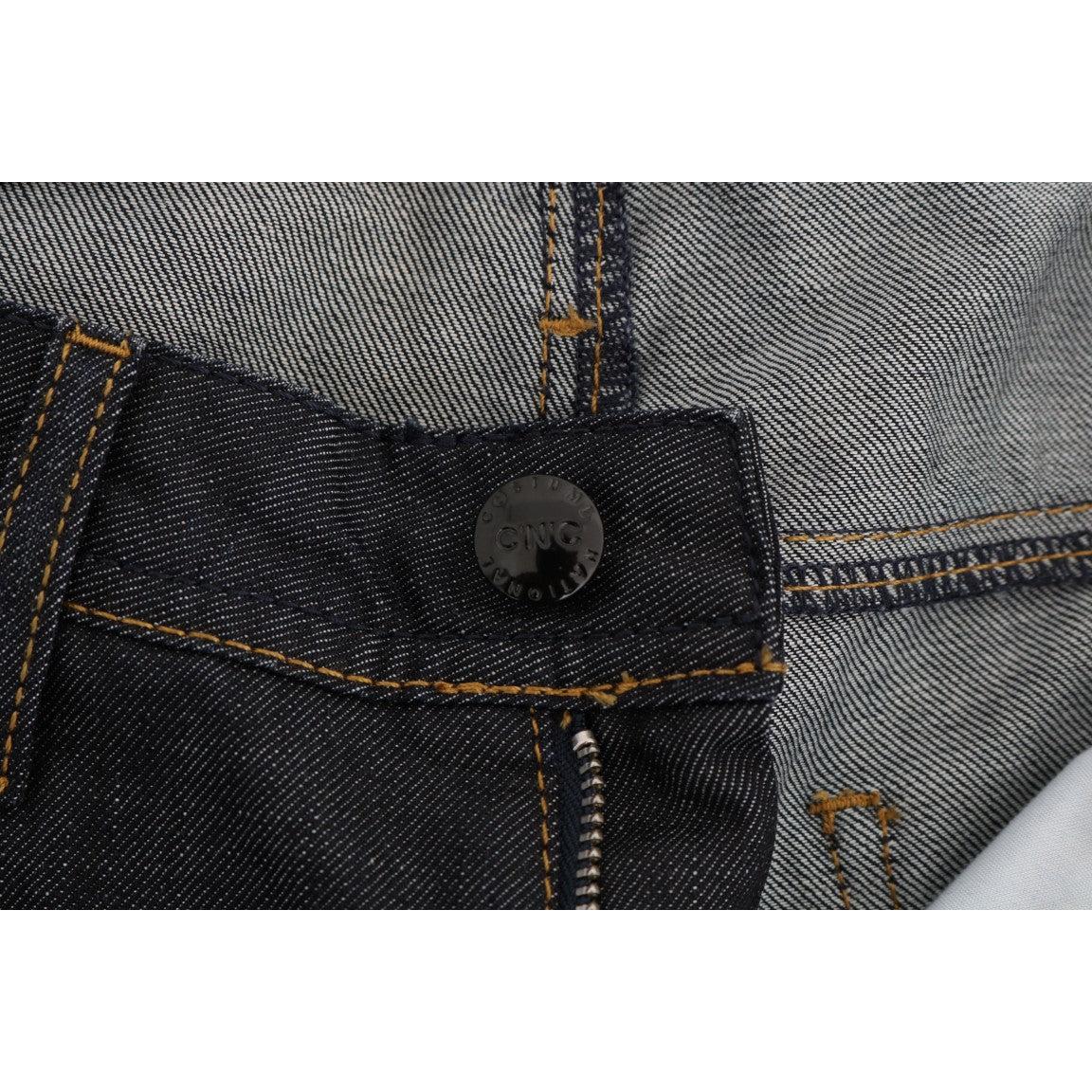 Dark Blue Cotton Classic Fit Jeans