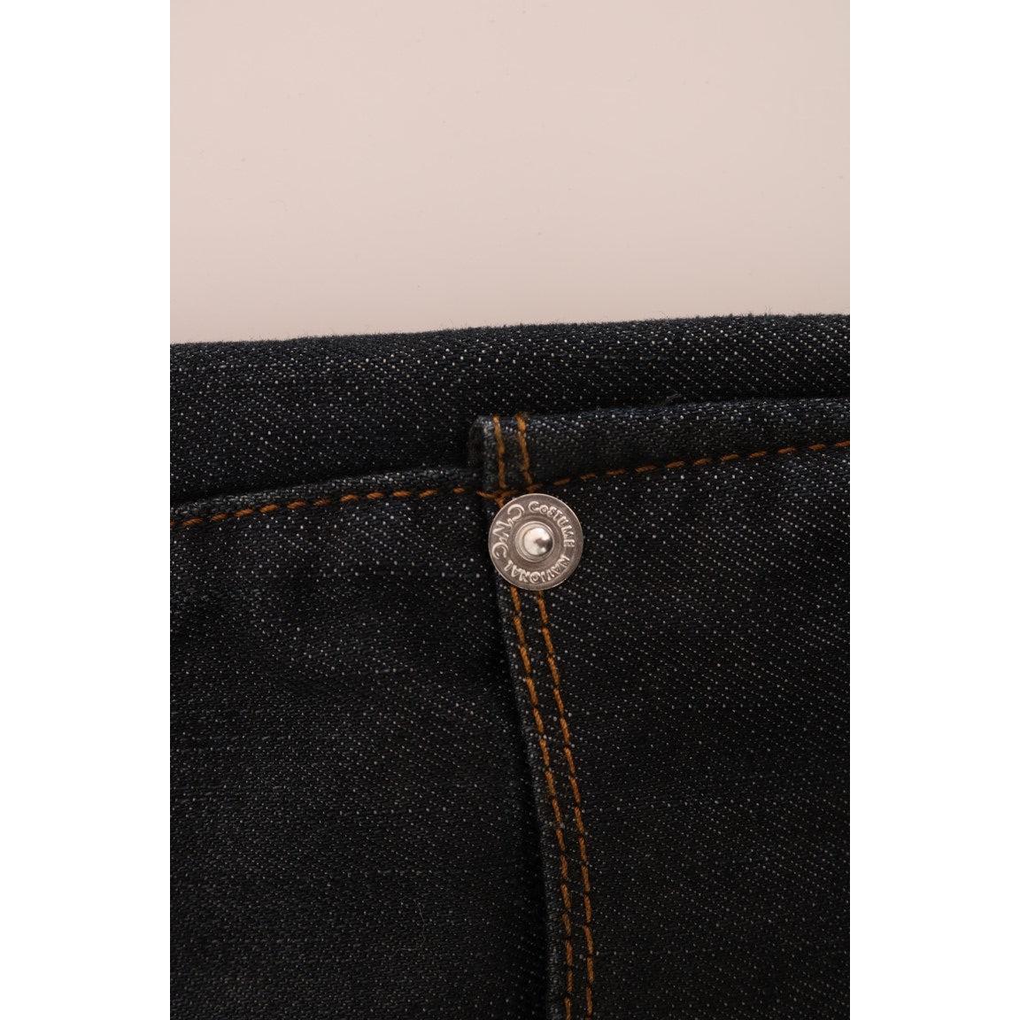 Dark Blue Cotton Slim Fit Jeans