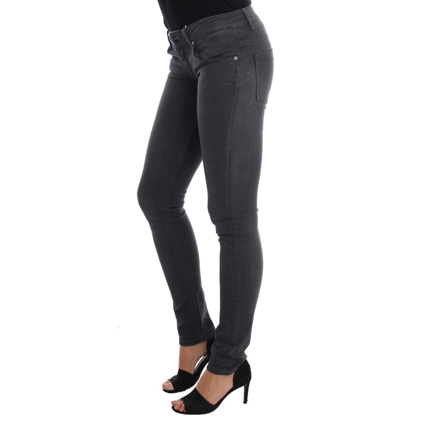 Gray Cotton Slim Fit Denim Jeans