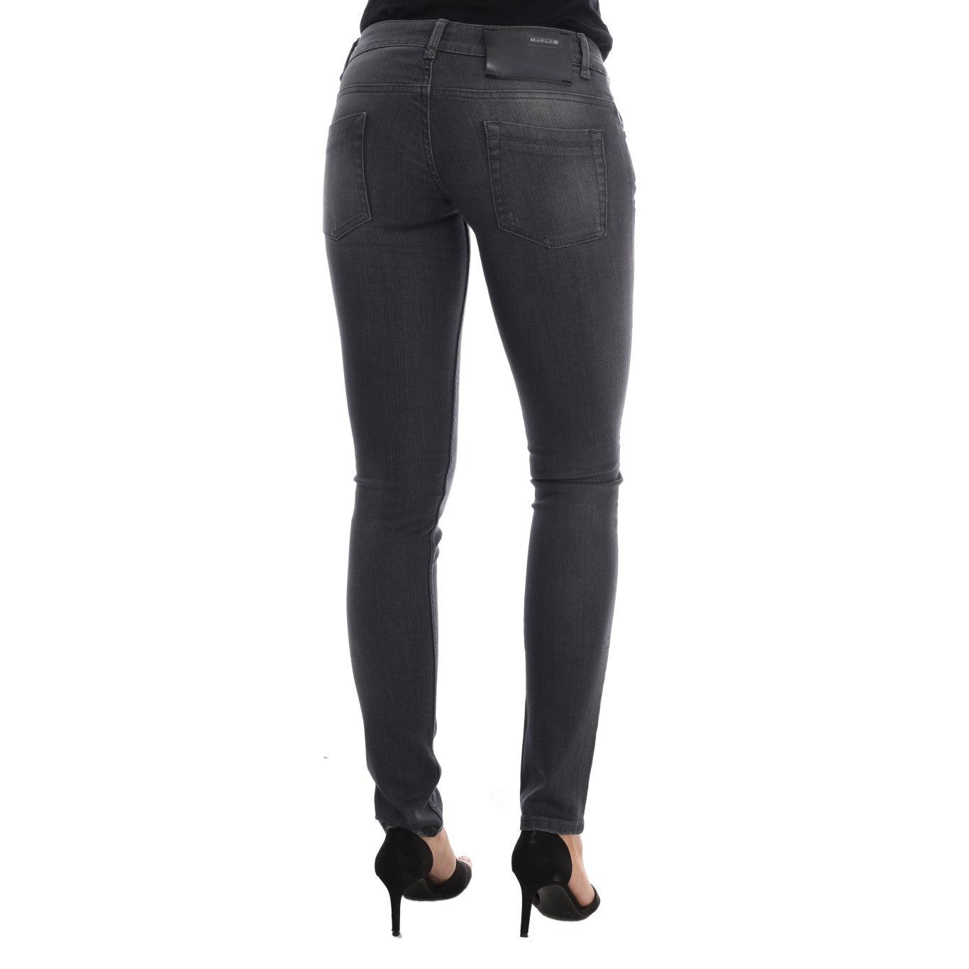 Gray Cotton Slim Fit Denim Jeans