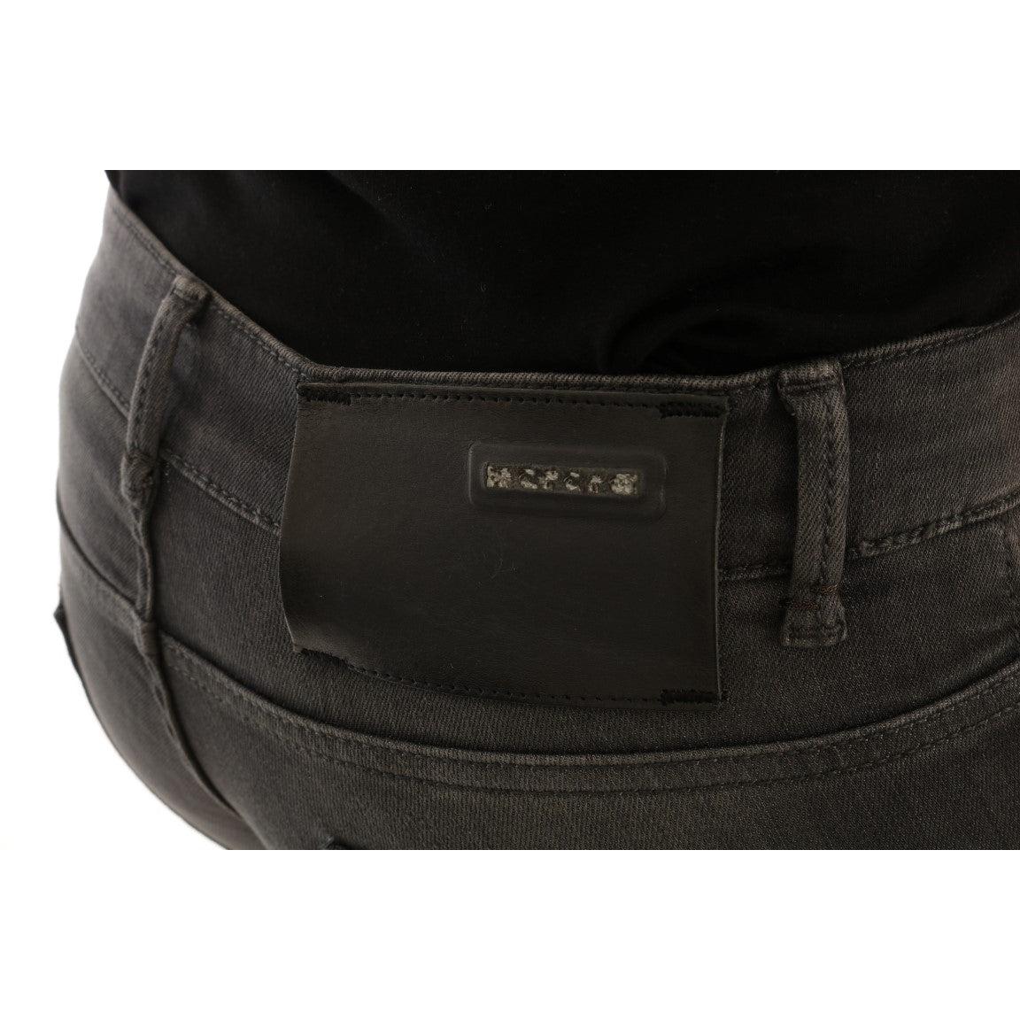 Gray Cotton Slim Fit Denim Jeans