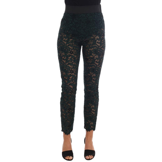 Green Floral Lace Leggings Pants
