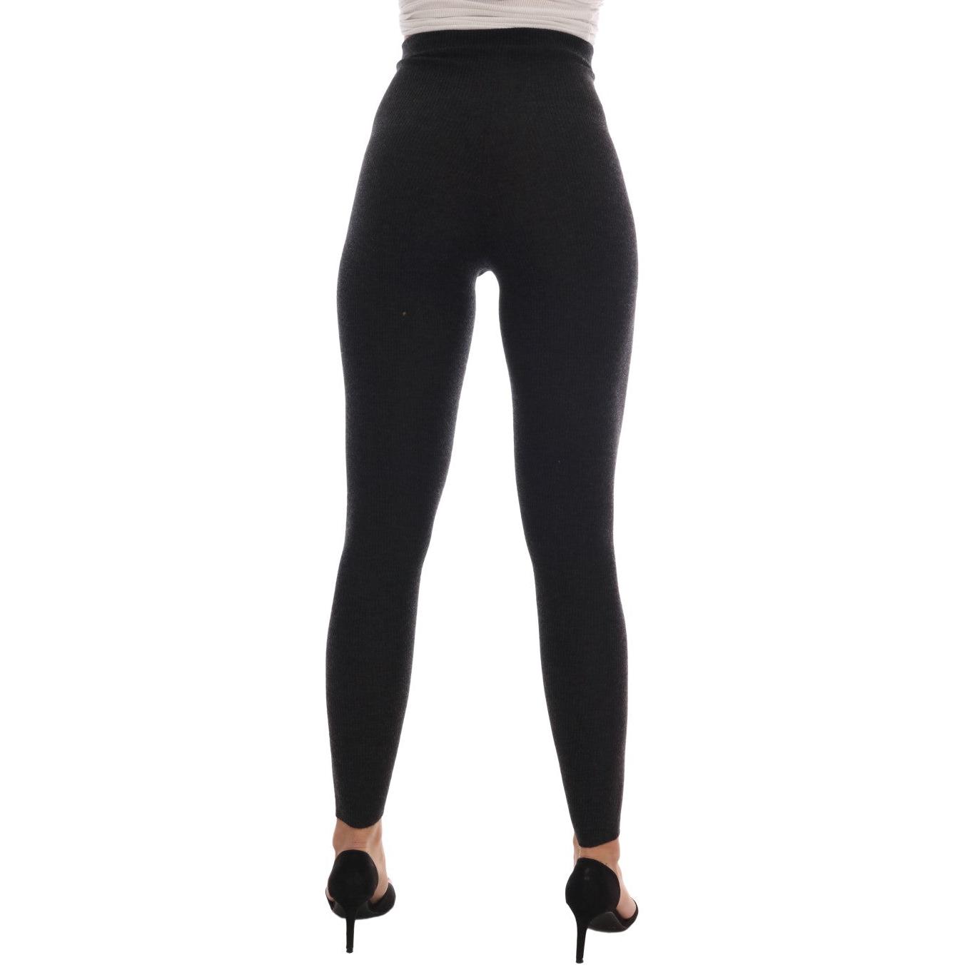 Gray Cashmere Ribbed Stretch Tights