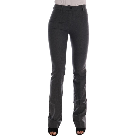 Gray Wool Stretch Slim Pants