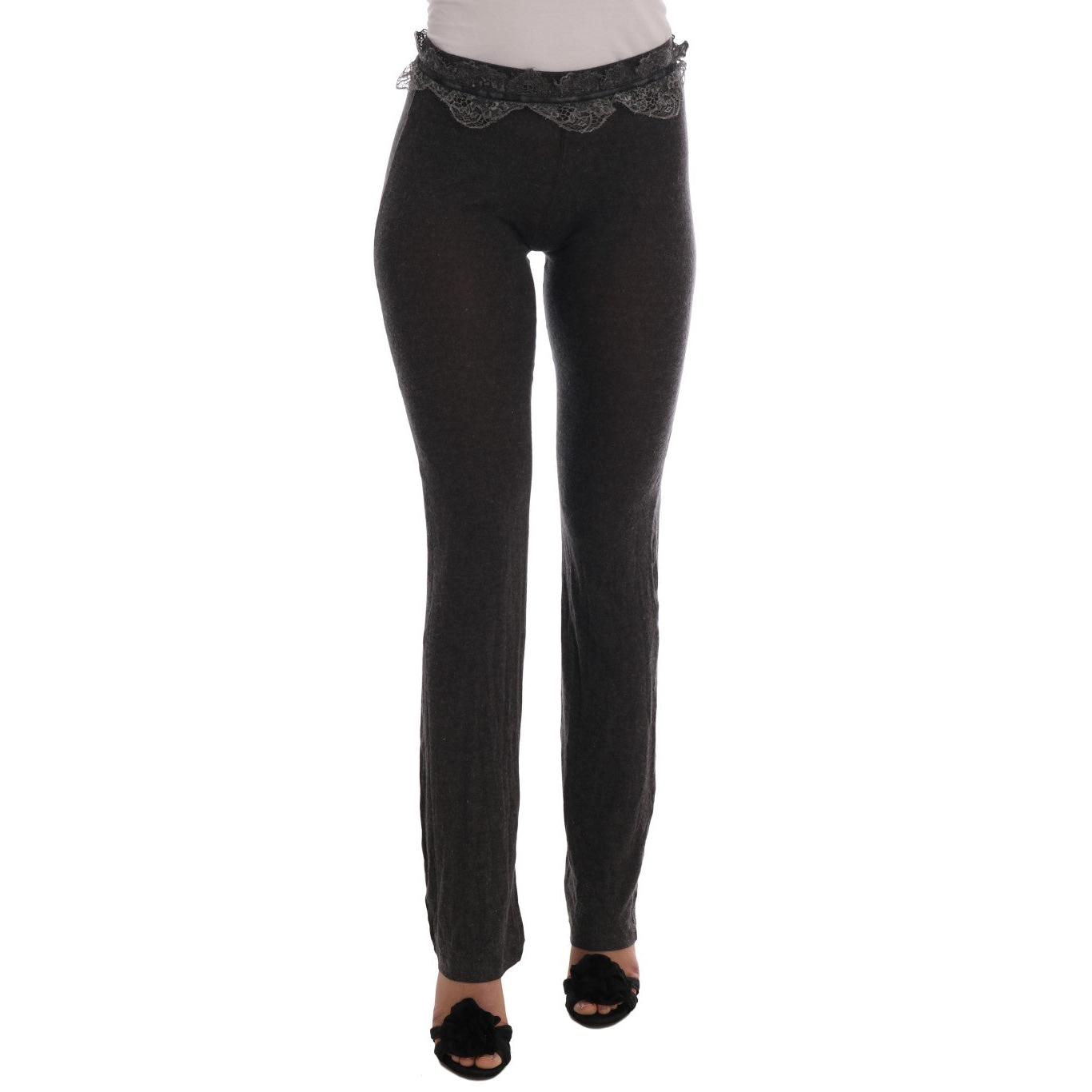 Gray Wool Stretch Pants