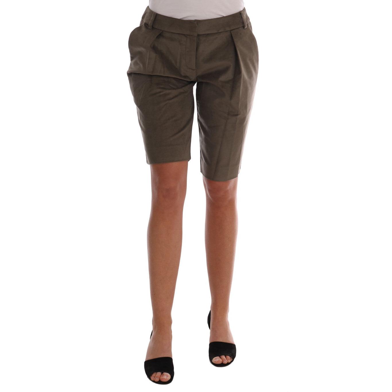 Brown Velvet Bermuda Shorts
