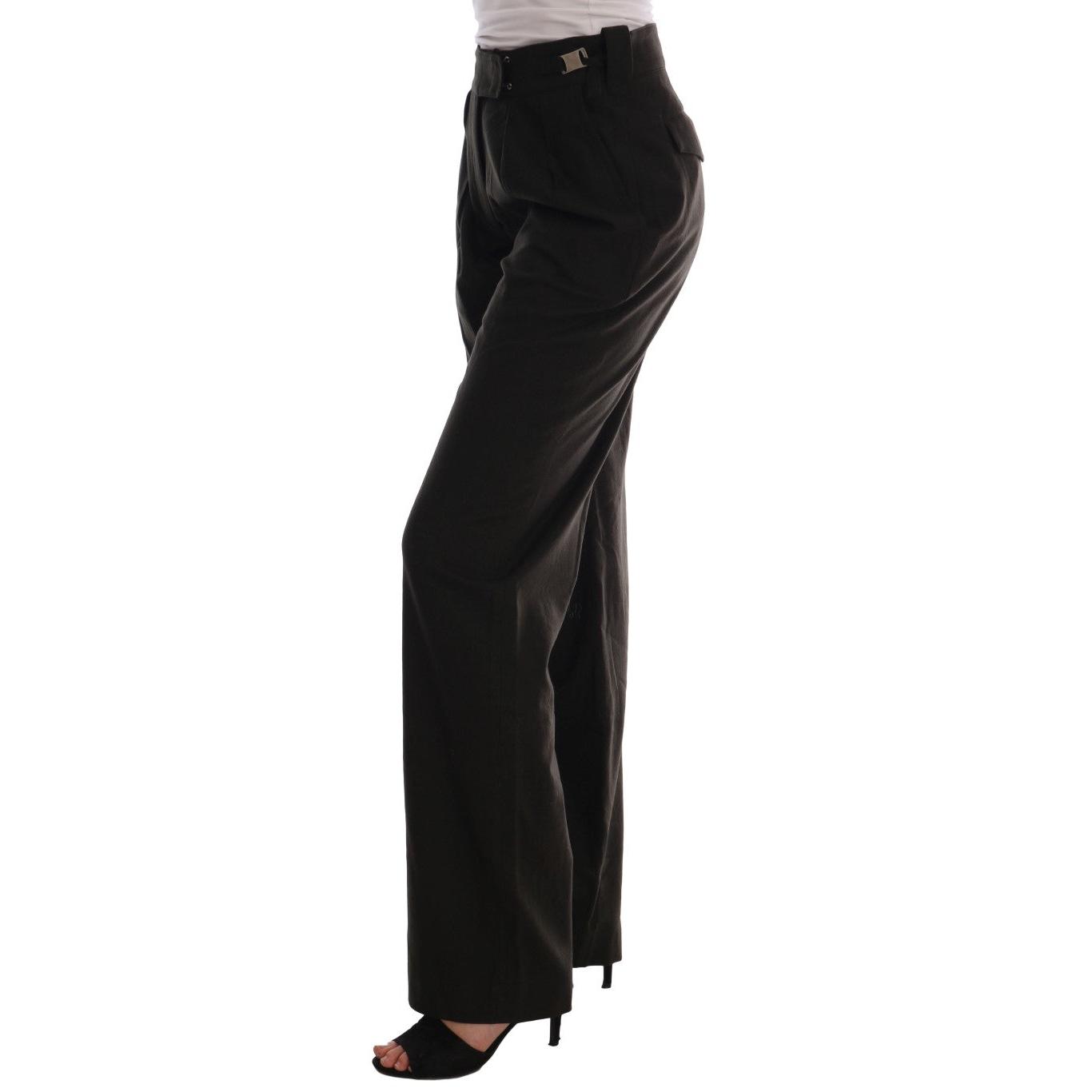 Brown Wool Flared Pants