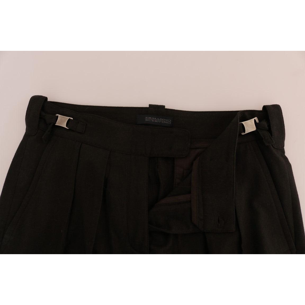 Brown Wool Flared Pants