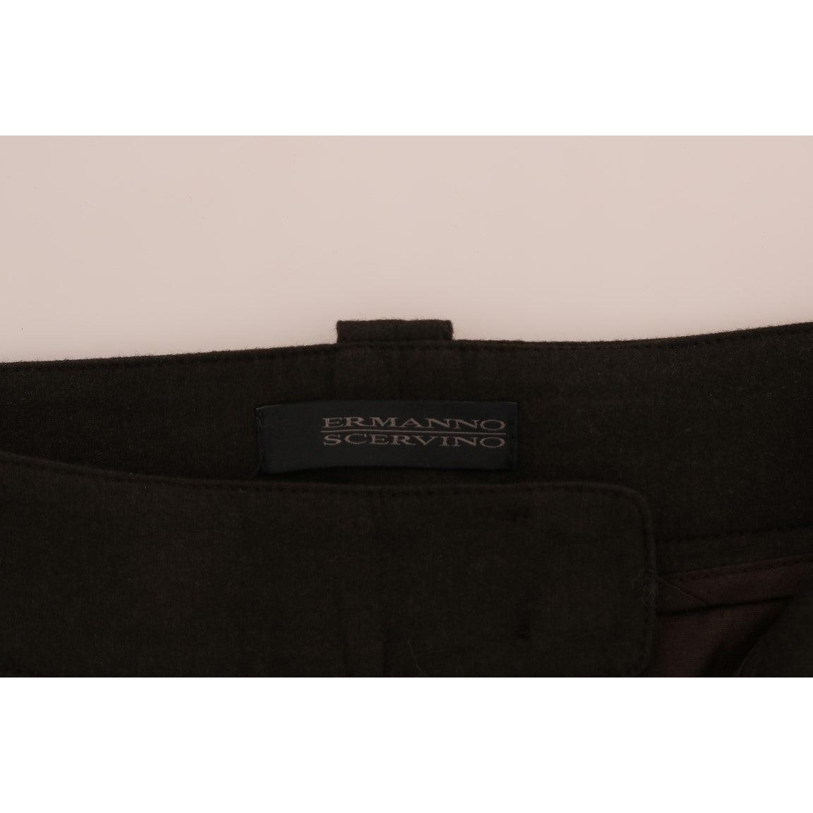 Brown Wool Flared Pants