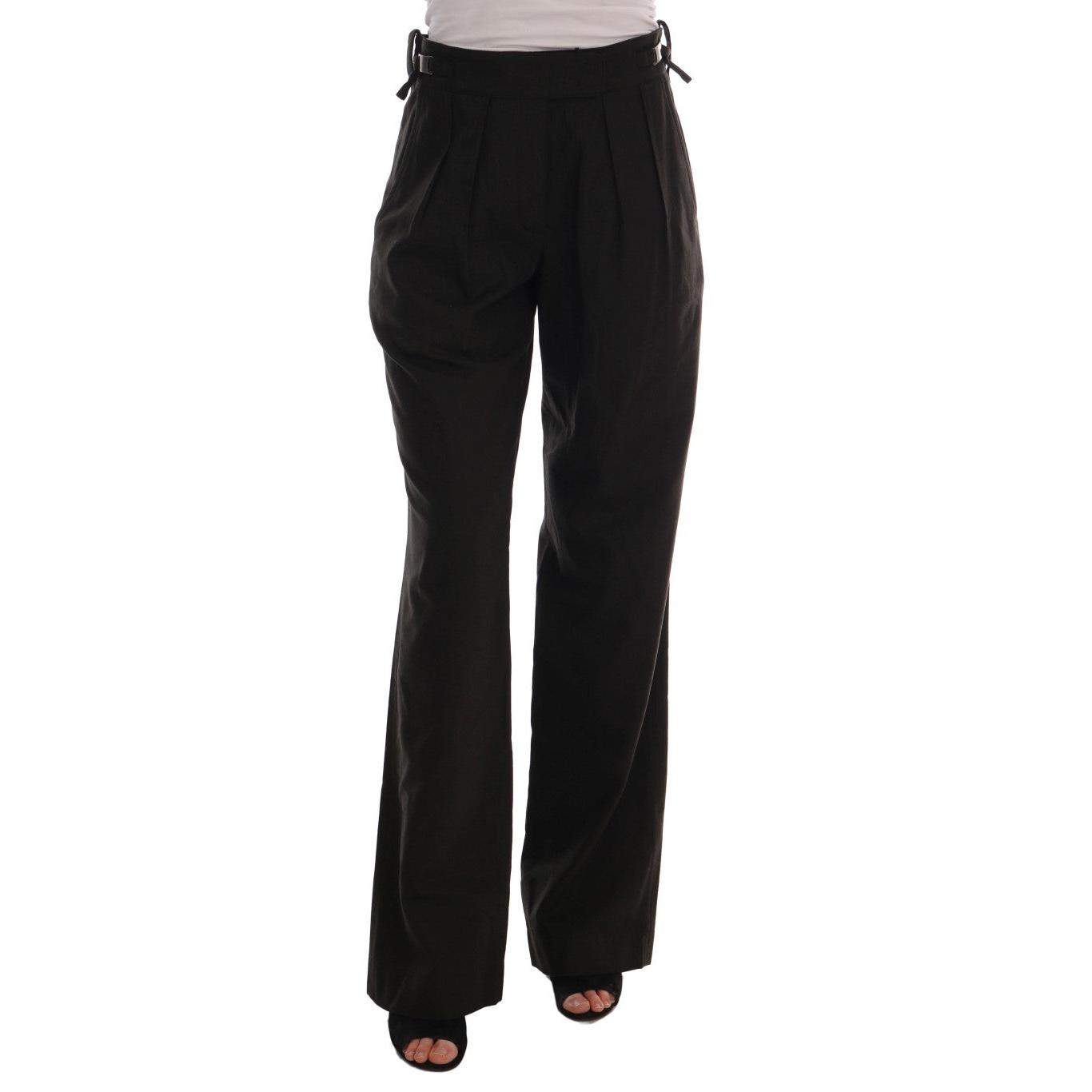 Brown Wool Flared Pants