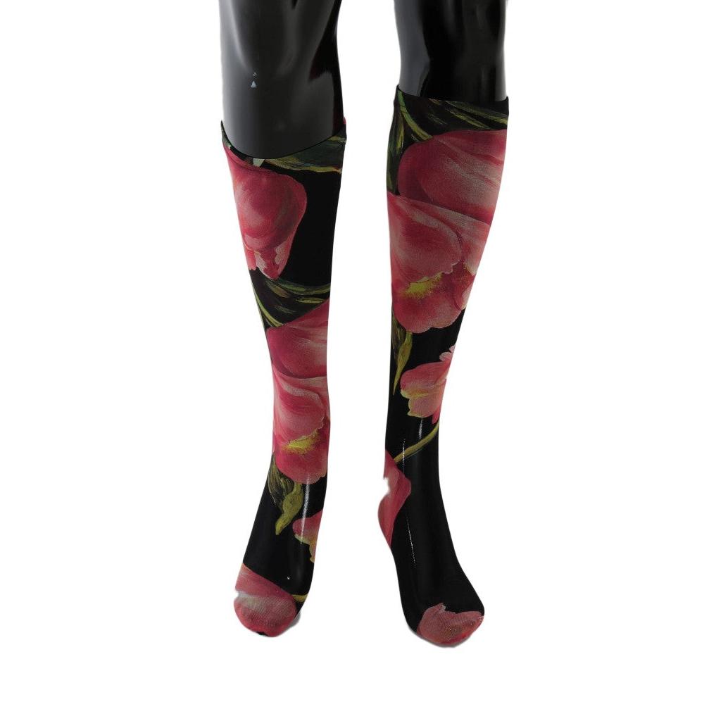 Multicolor Floral Tulip Nylon Socks